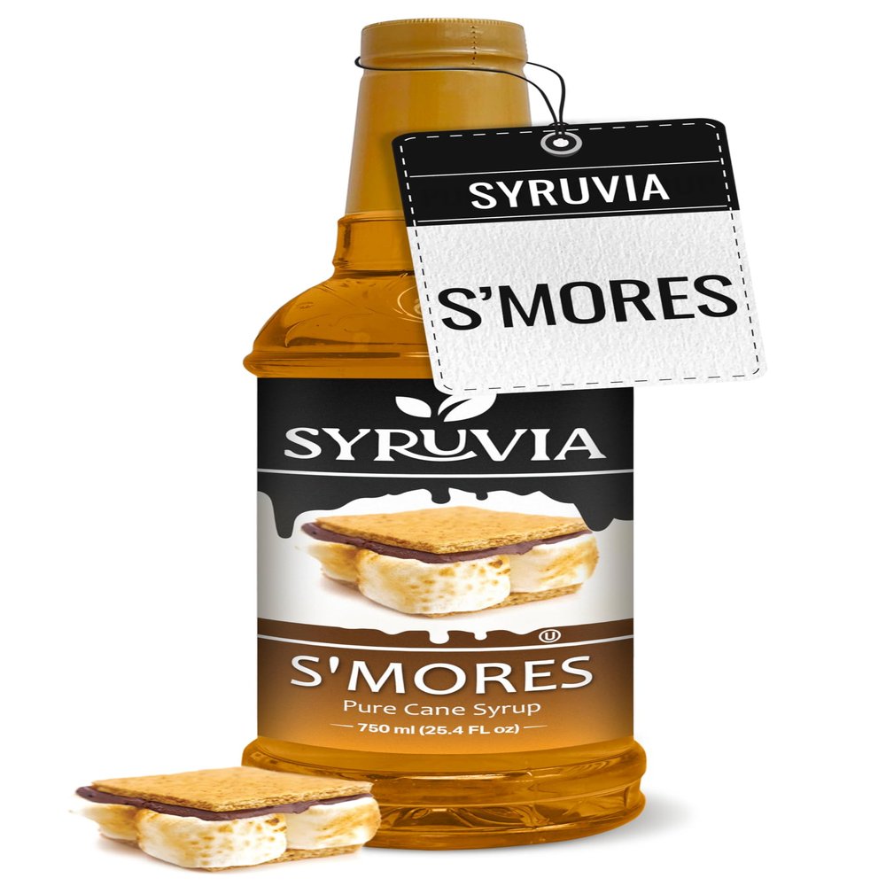 Syruvia Coffee Syrup, S'mores Flavored Syrup for Drinks, Lattes, and Desserts  25.4 fl oz