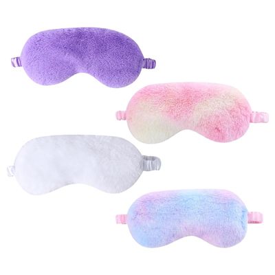 4 Pcs Soft Plush Eye Masks Fluffy Sleeping Mask Cute Sleeping Eye Cover Blindfold Nap Eye Cover Furry Party Eye Mask for Girls Women