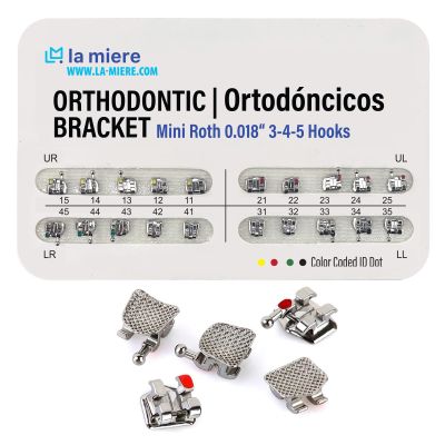 20PCS Orthodontic Mini Roth Brackets Roth 0.018 Slot Bondable with Hook on 345, 20pcs/Pack, 1PK
