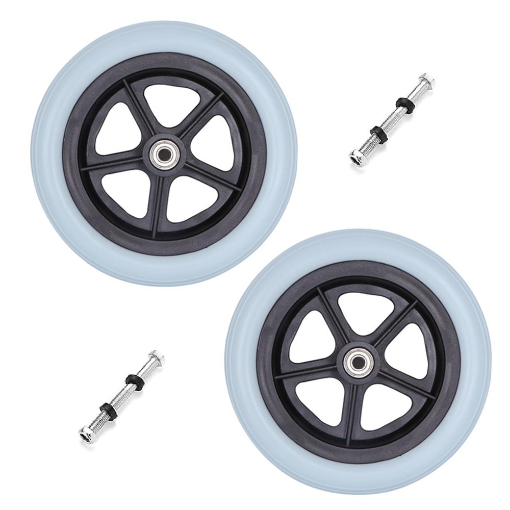1 Pair 6/7/8" Wheelchair Replacement Wheels, PU Solid Wheelchair Front Wheels Assembly with 5/16" (8 mm) Bearing for Disabled Old People Wheelchair (Size : 8inch 1)
