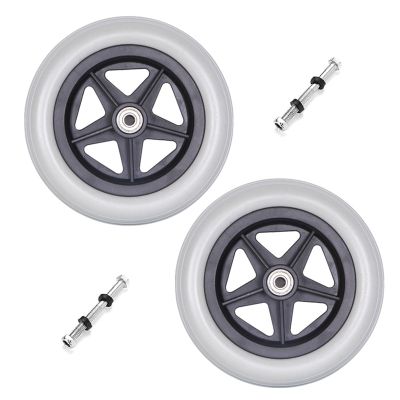 1 Pair 6/7/8" Wheelchair Replacement Wheels, PU Solid Wheelchair Front Wheels Assembly with 5/16" (8 mm) Bearing for Disabled Old People Wheelchair (Size : 7inch 1)