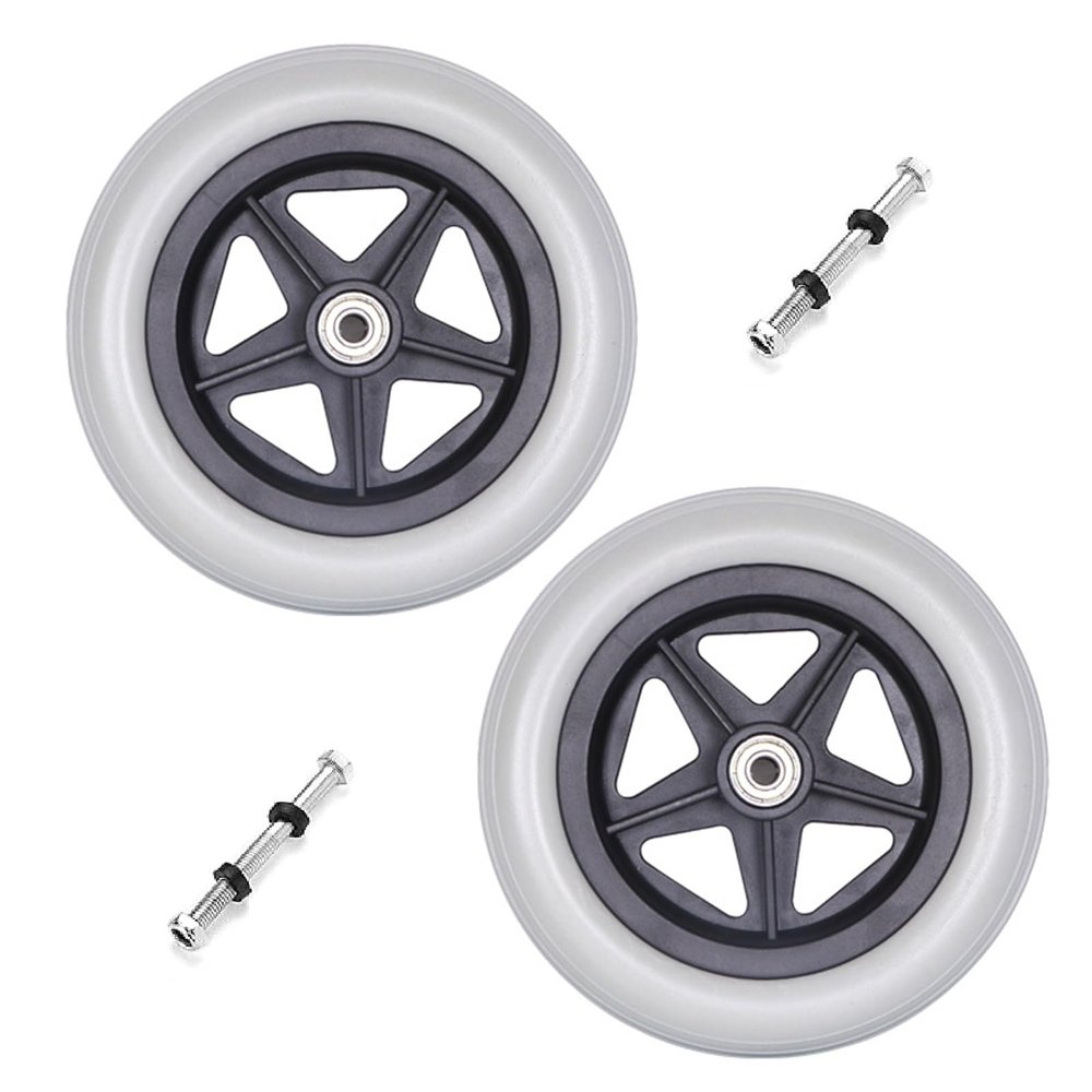 1 Pair 6/7/8" Wheelchair Replacement Wheels, PU Solid Wheelchair Front Wheels Assembly with 5/16" (8 mm) Bearing for Disabled Old People Wheelchair (Size : 7inch 1)