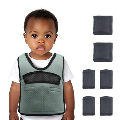 Compression Vest for Kids-Grey, Weighted Vest for Kids Including 6 Removable Weights, (X-Small, Ages 1 to 3)