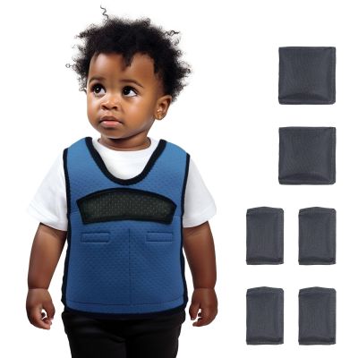 Compression Vest for Kids (Extra Small, Ages 1 to 3) Weighted Vest for Kids Including 6 Removable Weights Blue