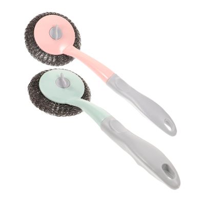 Gatuida 4pcs Handle Steel Wire Kitchen Brush Multifunctional Dish Cleaning Tool for Pots Pans and Kitchen Accessories Scouring Brush - Handle