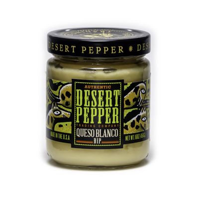 Desert Pepper Queso Blanco with Jalapeno Peppers, Green Chiles and White Cheddar Cheese, Gluten-Free, Low Carb Snack Queso Dip Medium Salsa, 6-Pack