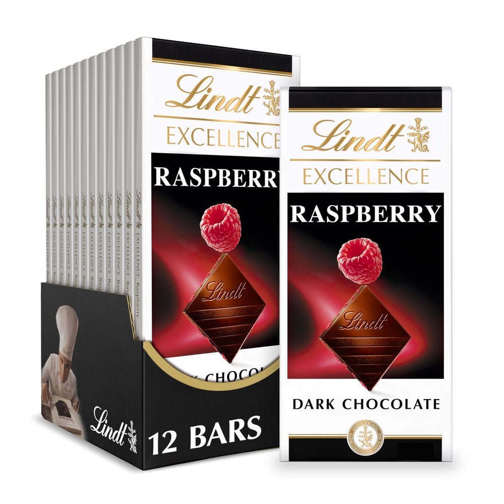 Lindt EXCELLENCE Raspberry Dark Chocolate Candy Bar, 12 Pack, 3.5 oz. Bar