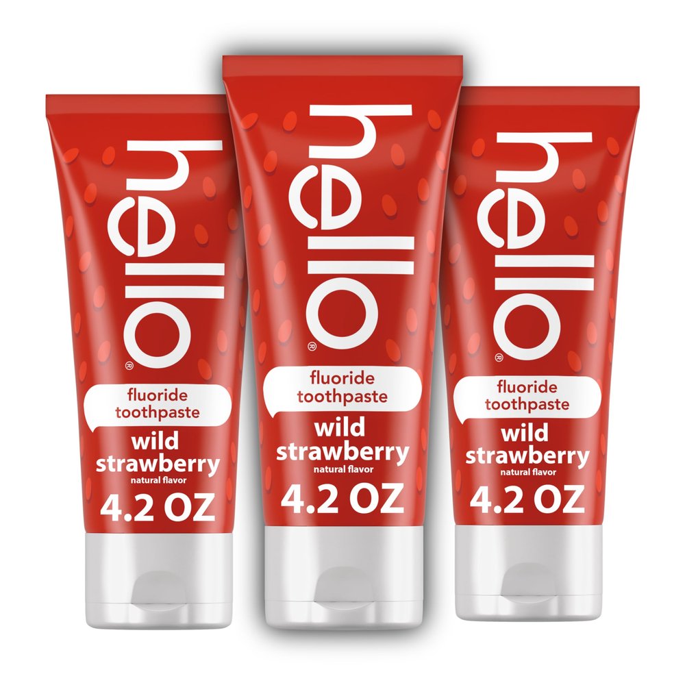 hello Wild Strawberry Kids Toothpaste with Fluoride, Strawberry Toothpaste for Kids, Safe for Ages 2 and Up, Helps Prevent Cavities, Strengthen Enamel, and Polishes Teeth, ADA Approved, 3 Pack, 4.2 Oz