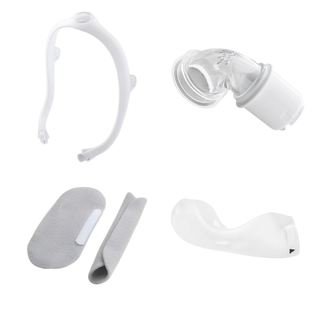 Dream wear Nasal Supply Bundle, (1) Medium Frame, (1) Swivel Elbow, (1) Pair of Fabric Wraps and (1) Large Silicone Nasal Pillow