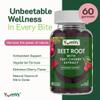 YUM-V'S Beet Root Gummies with Tart Cherry Extract - Berry Flavor Beetroot Gummies - Beet Chews for Blood Circulation and Antioxidant Support - Red Beets Gummies (Berry 60 Count (Pack of 1) view 2