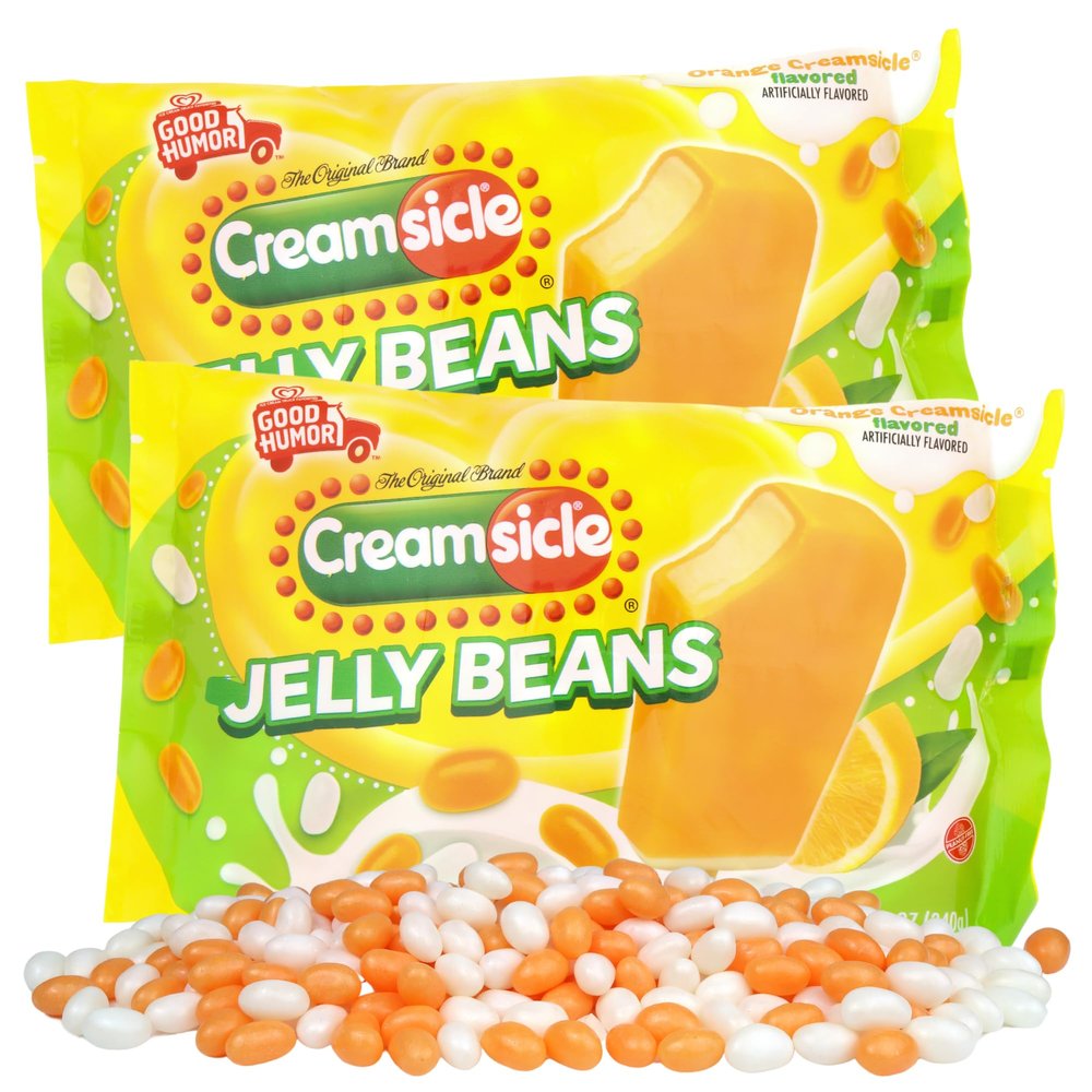 Sweetzo NEW Orange Creamsicle Jelly Beans, Easter Egg Filler Bite Size Candies, Party Favor Treats, 12 Ounces (Pack of 2)