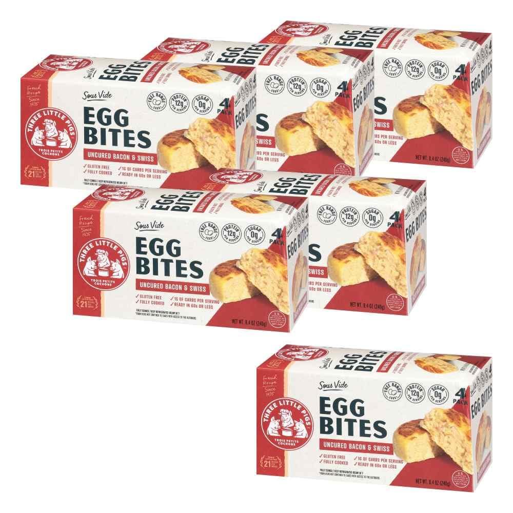 Three Little Pigs Bacon & Swiss Egg Bites, 8.4OZ, 6 Pack
