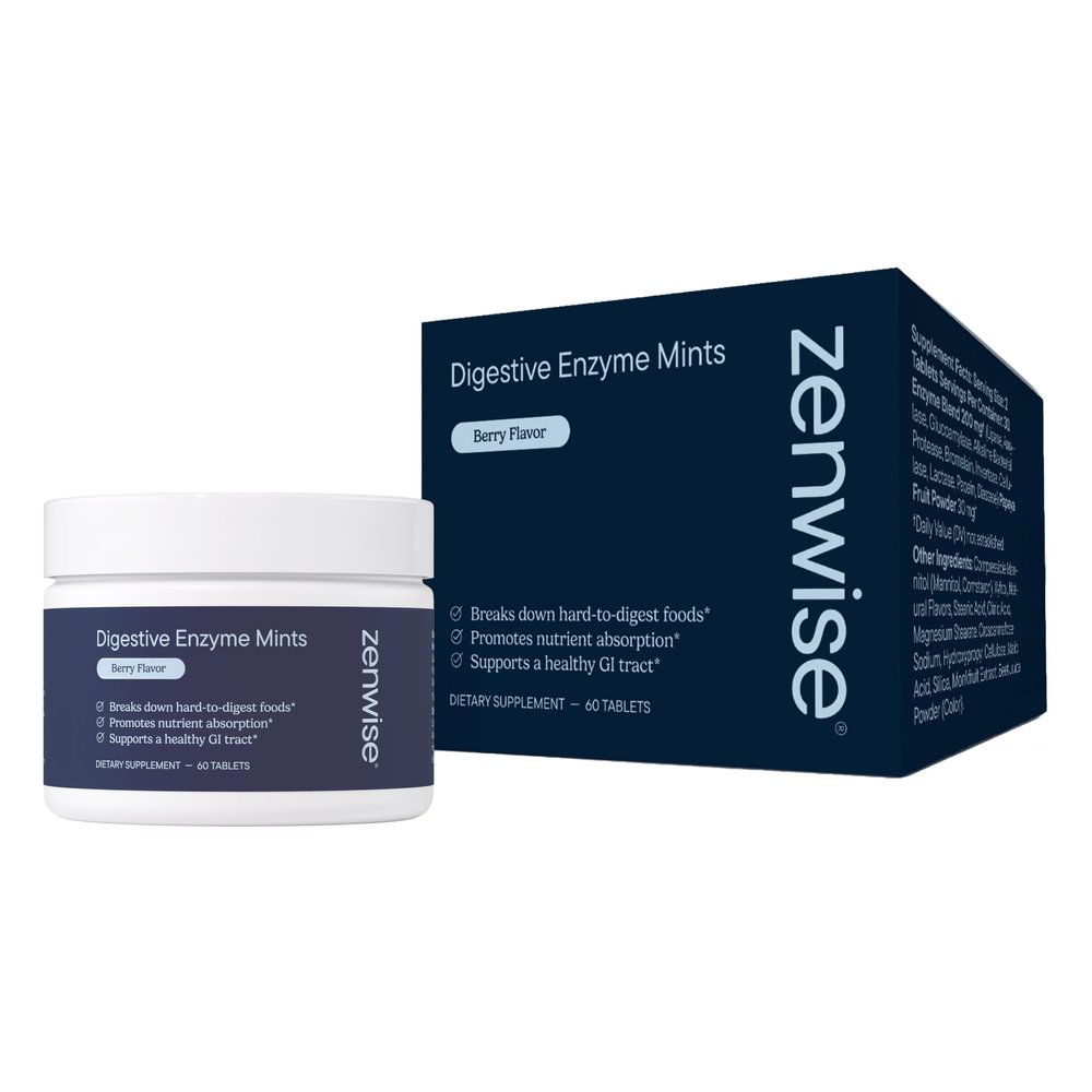 Zenwise Health Digestive Enzyme Breath Mints for Gut Health, Delicious Berry Flavor - Digestive Enzymes for Bloating Relief & Gut Support - Multi Enzymes Digestion Supplement - 60 Chewable Tablets