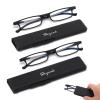 2 Pack Ultra Thin Lightweight Folding Reading Glasses Women Men TR90 Blue Light Blocking Anti UV/Eyestrain Foldable Compact Computer Readers Portable Unique Stretchable Slim Flat case Black +1.25 view 1