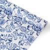 JarThenaAMCS Blue White Floral Wrapping Paper Mini Roll 17in x 32.8Ft Chinoiserie Flower Decorative Gift Wrap Paper for Birthday Wedding Baby Shower Holiday Party Supplies view 1