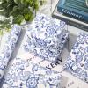 JarThenaAMCS Blue White Floral Wrapping Paper Mini Roll 17in x 32.8Ft Chinoiserie Flower Decorative Gift Wrap Paper for Birthday Wedding Baby Shower Holiday Party Supplies view 4