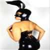 Latex Hood Women Gummi Rubber Bunny Ears Holiday Party Cosplay Hood Dress up Latex Mask (Black, XL) view 3