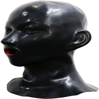 DORAFEI Latex Mask Women Heavy Rubber Hood Lined With Red Mouth Sheath Tongue and Nose Tube Loli Disguise Latex Mask