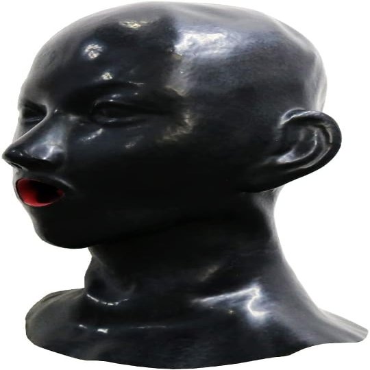 DORAFEI Latex Mask Women Heavy Rubber Hood Lined With Red Mouth Sheath Tongue and Nose Tube Loli Disguise Latex Mask
