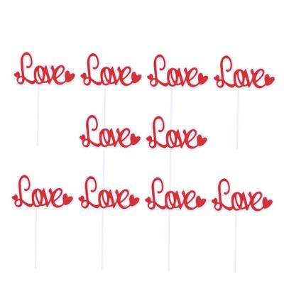 VICASKY Valentine's Day Cake Topper Flag Edible Decorations for Wedding Engagement Party