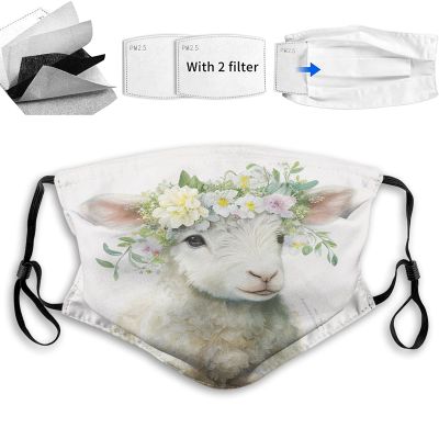 Yioniii Face Mask Balaclava Windproof Men's Women's,Corolla Lamb in Style Pattern Dustproof Mouth Cover with Filter Pocket Adjustable Elastic Strap