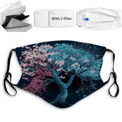 Yioniii Comfortable Printed mask,Cherry Blossom Flowers Tree with Branches Pattern Windproof Facial Decorations for Man and Woman