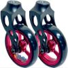 Wheelchair Caster Fork Assembly with 4"x1" Wheel. Set of 2 (Red Rim/Black Fork) view 1
