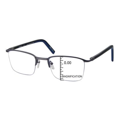 ProEyes Attitude 3, Progressive Multifocal Blue Light Blocking Readers w/Spring Hinge, Anti-Reflective Resin Lens, 0 Power on Top Lens (Rectangular Gun, up+0.00,down+2.25)