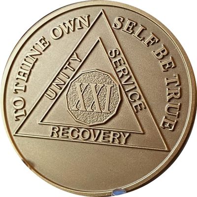 21 Year AA Medallion Premium Bronze Lion Back Sobriety Chip