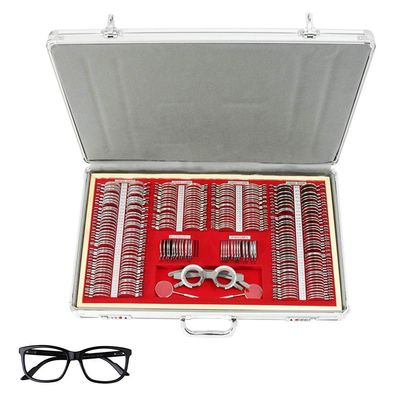 HinLIaDa 266 PCS Optical Trial Lens Set Optometry Kit, Metal Rim Alu Box Trial Frame Optometry Optician Test, Aluminum Case Optometry Optical Instrument with Optometry Test Trial Frame