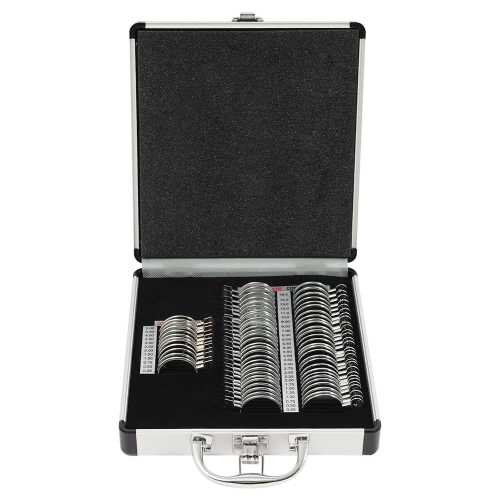 HinLIaDa 68PCS Optical Trial Lens Set Kit, Metal Rim Aluminum Optometry Kit Case Box Trial Frame, Ophthalmology Optometry Kit Trial Frame Optometry Optician Eye Test Glasses Ophthalmic Lenses, Black