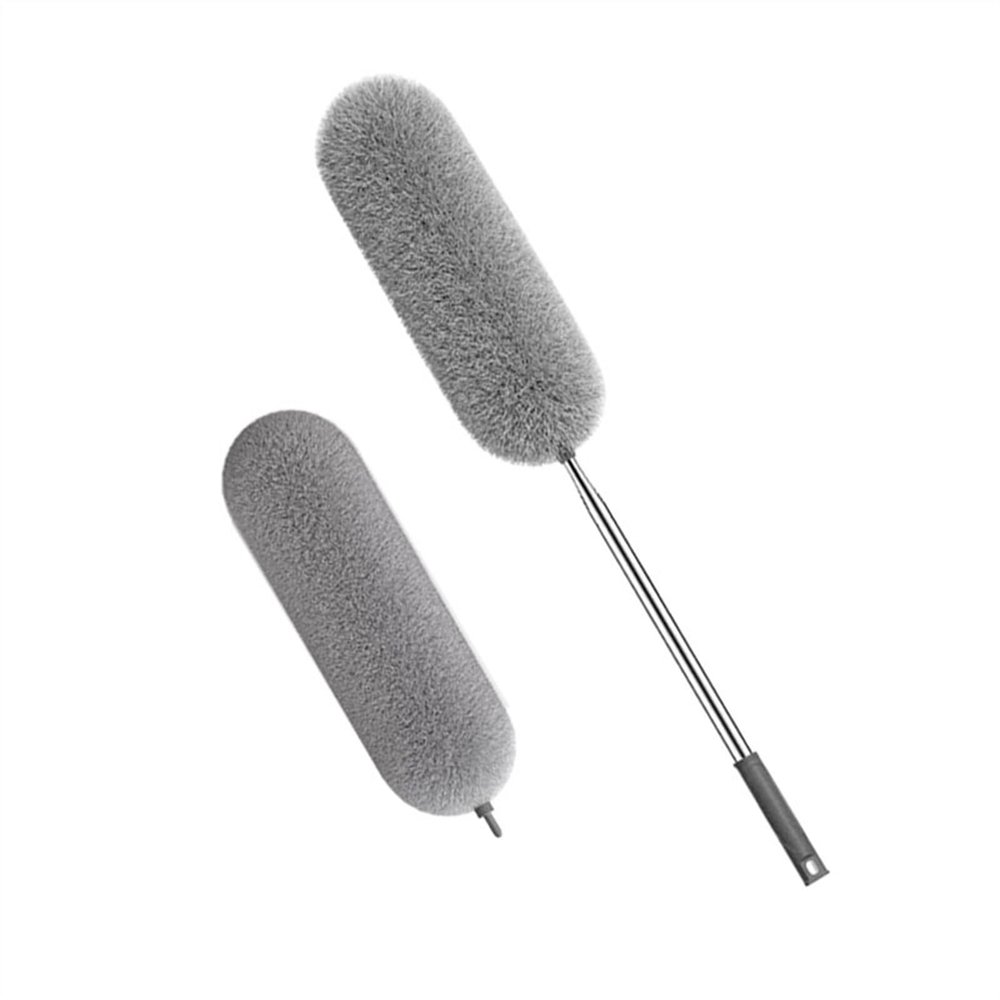 HAdLAm Static Dusters for Cleaning, Household Dusting Telescopic Pole, Ceiling High Crevice Dusting Cleaning Feather Duster (Color : Gray-C-2 Pieces)