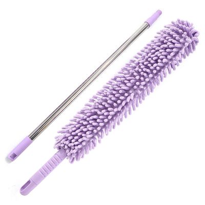 HAdLAm Underbed Sweeper, Dusters for Cleaning, Household Electrostatic Feather Duster, Crevice Cleaning Brush (Color : Purple)