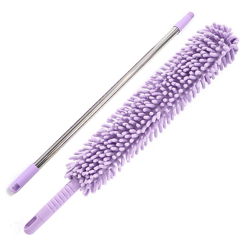 HAdLAm Underbed Sweeper, Dusters for Cleaning, Household Electrostatic Feather Duster, Crevice Cleaning Brush (Color : Purple)
