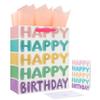 13" Large Colorful Gift Bag Set with Greeting Card and Tissue Papers (Happy Happy Happy Happy Birthday) for Girls' Birthday Party, Women's Birthday Parties, Baby Shower, Baby Girl - 10.2x5.2x13, 1 Pcs. view 1