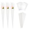 10 Pcs Single Roses Flower Gift Box Cone Flower Bouquet Wrapping Paper Rose Packaging Bags for Valentines Day Birthday, White, Inches view 1
