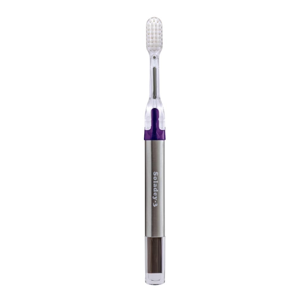 Soladey3 Ionic Toothbrush, Solar Panels and TiO2 Semiconductor, 4 Row Ultra Fine Purple, You can Brush Without Toothpaste