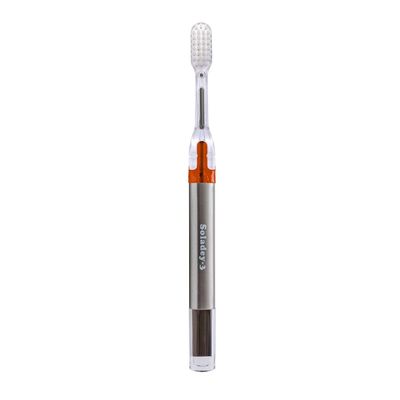 Soladey3 Ionic Toothbrush, Solar Panels and TiO2 Semiconductor, 4 Row Ultra Fine Orange, You can Brush Without Toothpaste