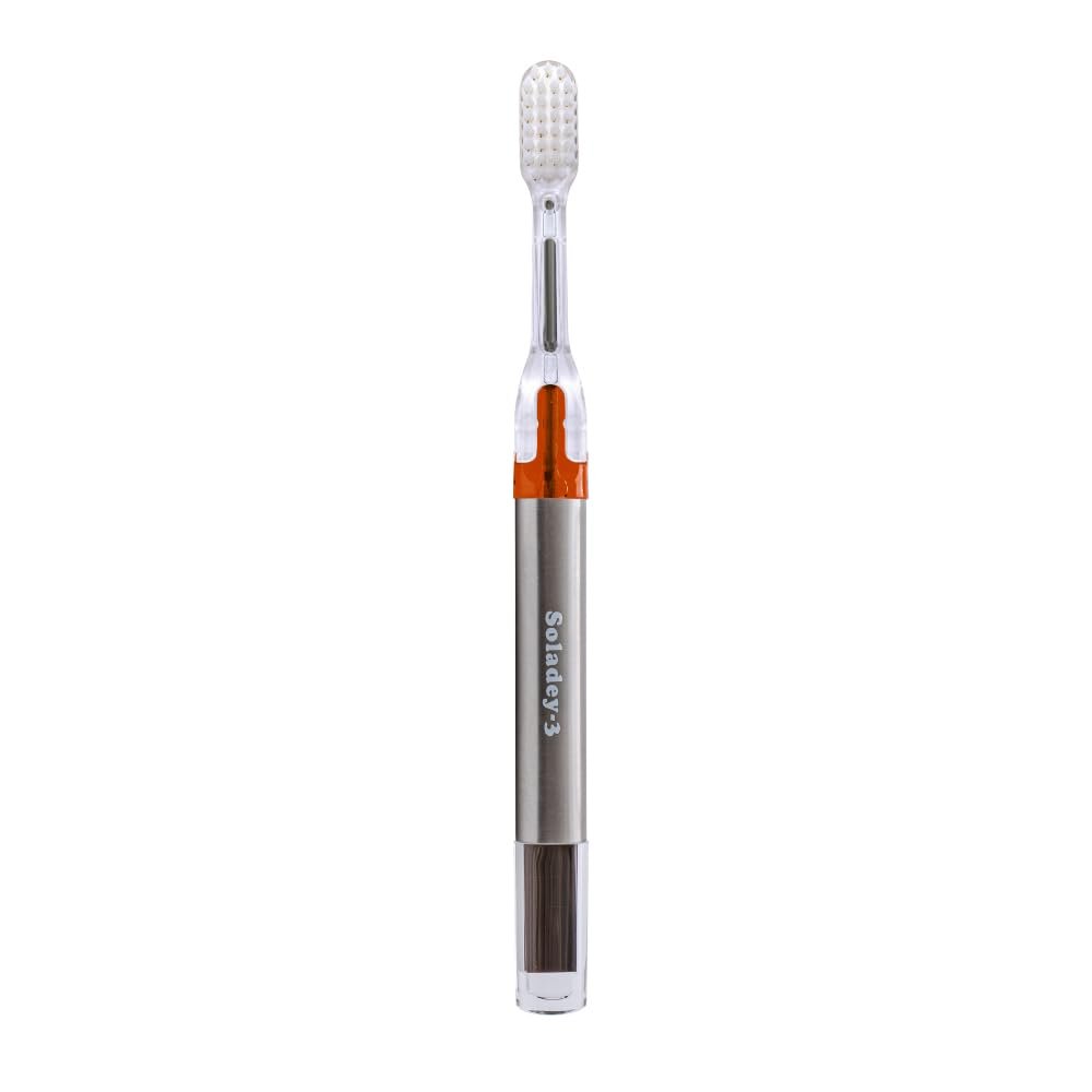 Soladey3 Ionic Toothbrush, Solar Panels and TiO2 Semiconductor, 4 Row Ultra Fine Orange, You can Brush Without Toothpaste