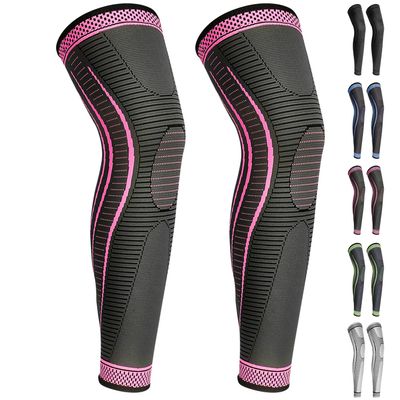2 Pack Full Leg Compression Sleeves, Long Knee Brace Support for ACL,PCL, Meniscus Tear, Arthritis, Tendinitis (Rose Red, Medium)