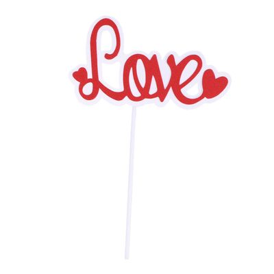 ORFOFE Valentine's Day Edible Cake Topper Set Cupcake Decorations Flag for Wedding