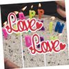 ORFOFE Valentine's Day Edible Cake Topper Set Cupcake Decorations Flag for Wedding view 3