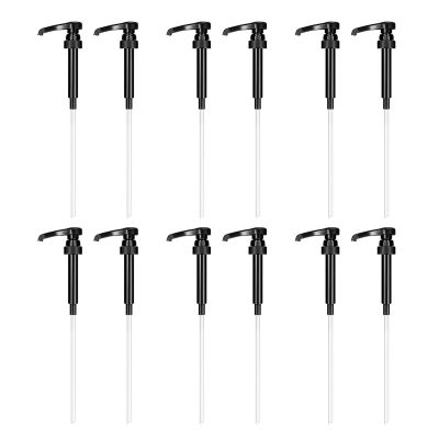 12PCS Coffee Syrup Pump, Skinny Syrup Pump, 750ml Bottle Pumps for Flavored Syrups Dispenser Caramel Snow Cones Drinks Dessert Tea Jam Ketchup (Black)