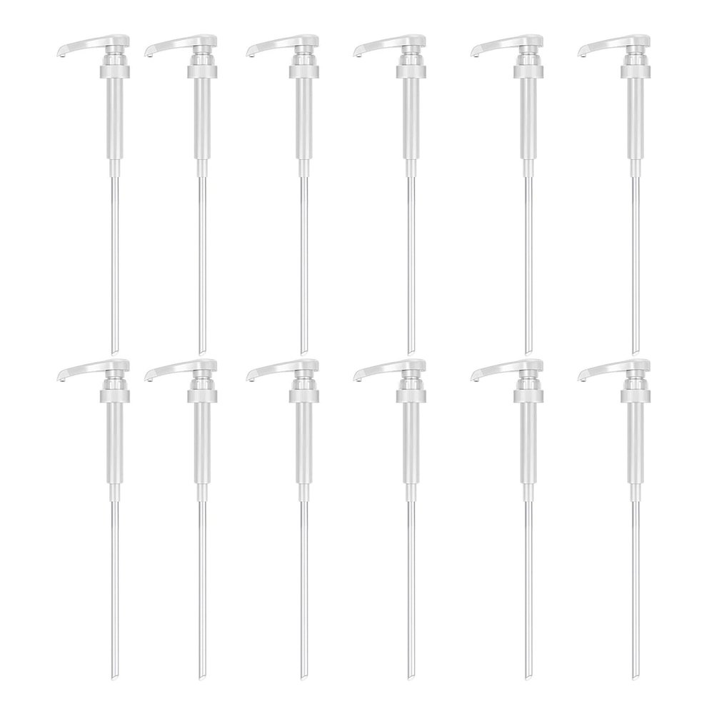 12PCS Coffee Syrup Pump, Skinny Syrup Pump, 750ml Bottle Pumps for Flavored Syrups Dispenser Caramel Snow Cones Drinks Dessert Tea Jam Ketchup (White)