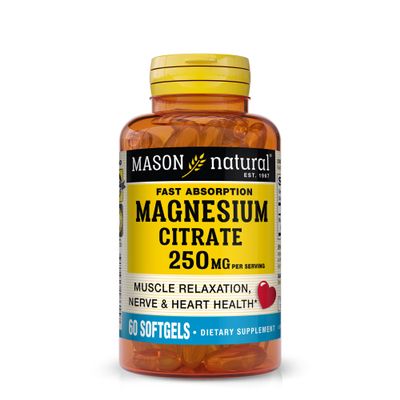 Mason Natural Magnesium Citrate 250 mg, Mineral Supplement for Men and Women, Fast Absorption, 30-Day Supply, 60 Softgels (Pack of 1)
