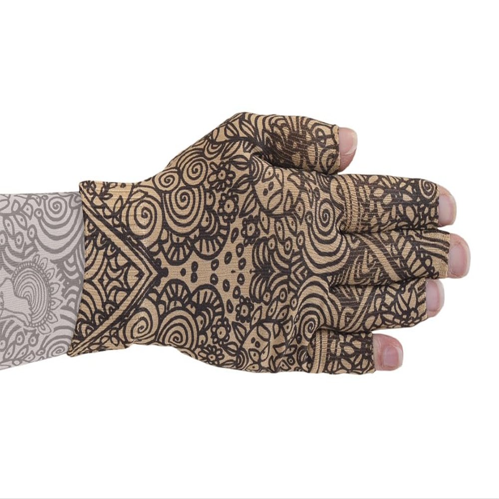 Lymphedivas Beauty-Full Beige Medical Graduated Compression Glove for Lymphedema (20-30 mmHg Large)
