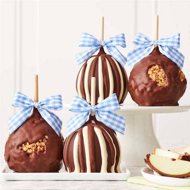 Mrs Prindables Pretty Picnic Gourmet Chocolate Covered Caramel Apple 4-Pack