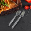 200 Count Plastic Silverware Heavy Duty - Clear Plastic Forks And Spoons Set - BPA Free Plastic Utensils Set - Heat Resistance Cutlery For All Occasions view 3