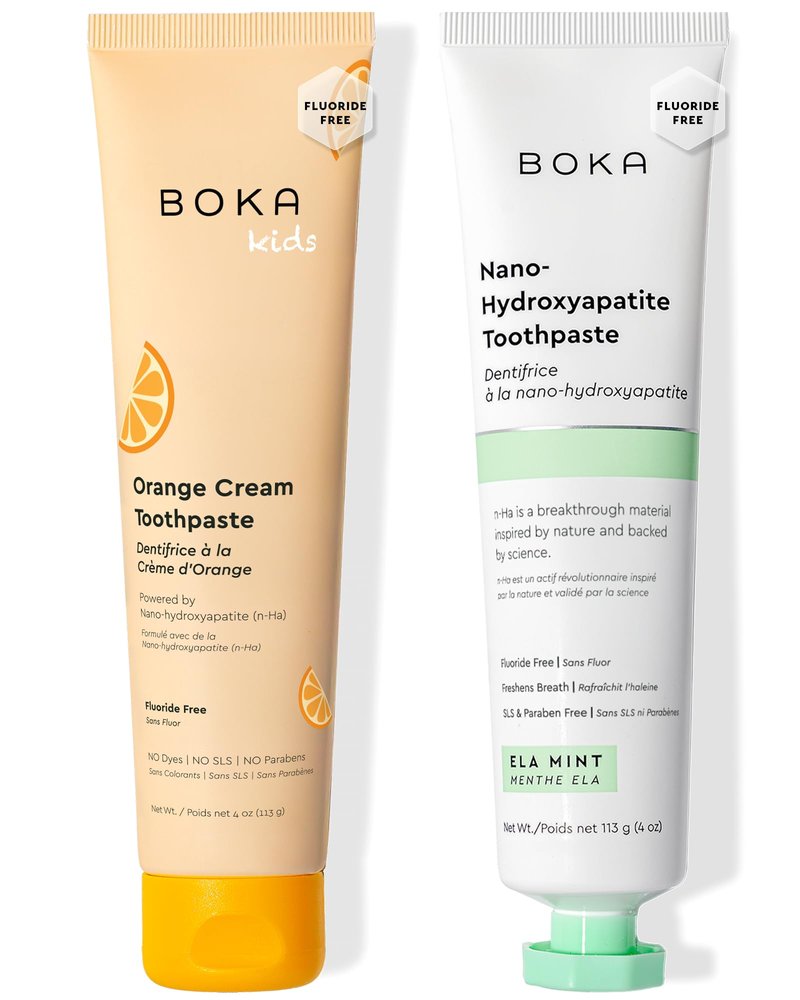 Boka Fluoride Free Toothpaste Nano Hydroxyapatite Toothpaste - Ela Mint, Orange Cream Flavor, 4 oz 2Pk US Manufactured