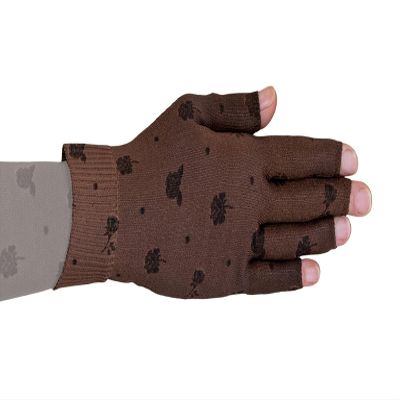 Lymphedivas Rose Noir Mocha Medical Graduated Compression Glove for Lymphedema (20-30 mmHg Medium)
